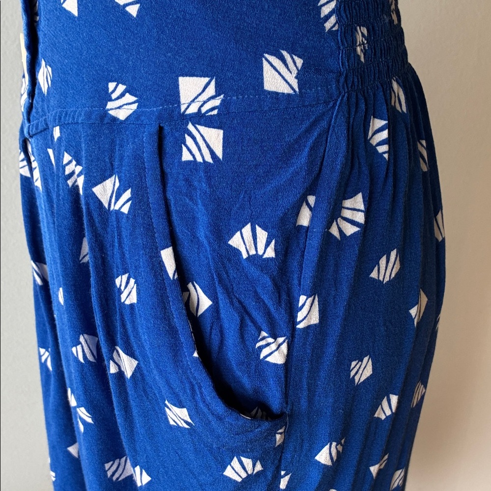 Vintage Blue Patterned Button-Up Dress - Picture 8 of 14